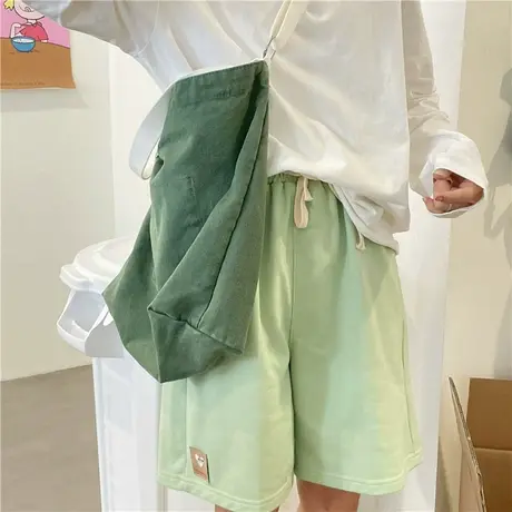 红续2023早春新款韩版百搭宽松紧腰五分运动休闲短裤女ins糖果色图片