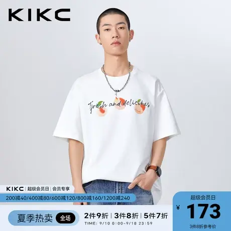 kikct恤男2023春夏新款商场同款撞色字母印花宽松休闲情侣款短袖商品大图
