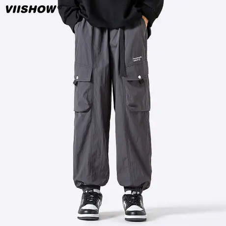 VIISHOW工装裤男户外美式机能高街春秋款复古宽松束脚休闲裤长裤商品大图
