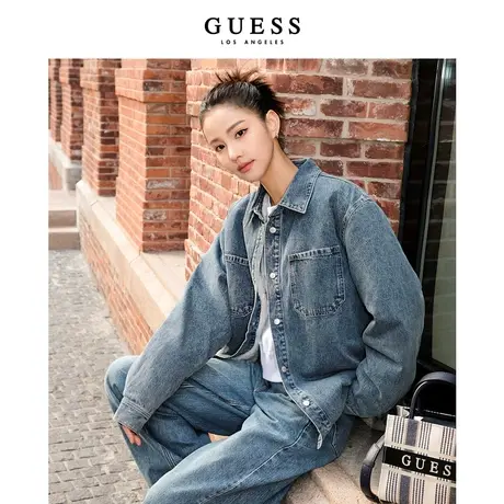 GUESS 男士休闲舒适通勤翻领长袖加绒牛仔外套-MN4D6874商品大图