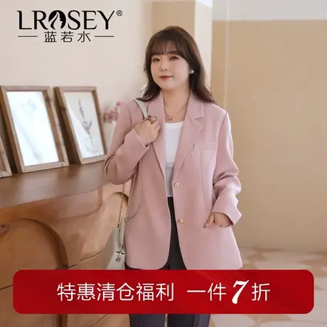 蓝若水大码休闲西装外套女胖MM春季显瘦韩版时尚气质西服商品大图