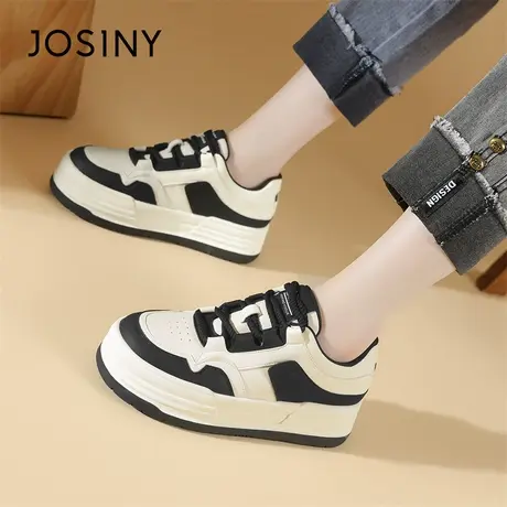 Josiny/卓诗尼黑白板鞋女款2024新款春季厚底舒适运动休闲熊猫鞋商品大图