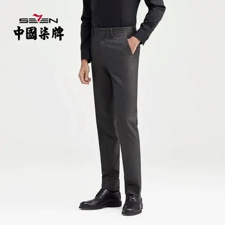 【清仓】柒牌男士休闲西裤商务通勤秋冬厚青年印花条纹西装裤男裤商品大图