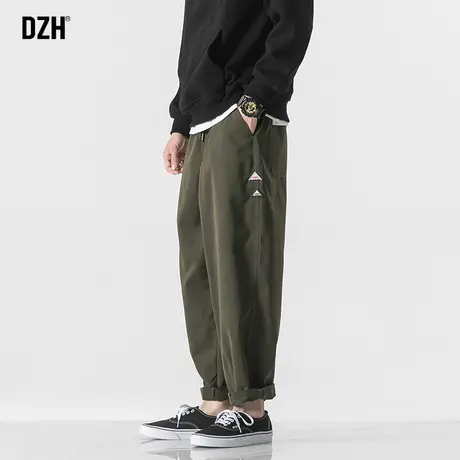 男士军绿色裤子男款休闲长裤男春夏款直筒宽松男裤2023年新款潮牌商品大图