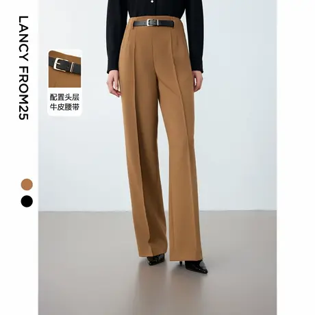 朗姿法式复古高级感直筒显瘦裤子2024年冬季新款时尚别致西装裤女商品大图