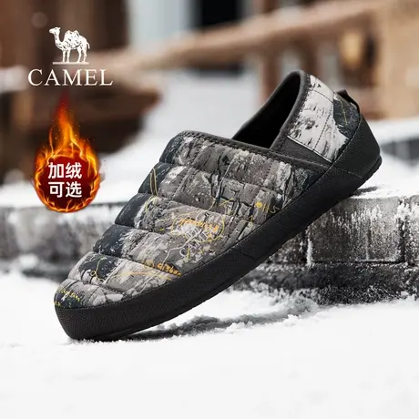 【骆驼火云】男鞋2024冬季新款加绒保暖棉鞋乐福低帮一脚蹬雪地鞋商品大图