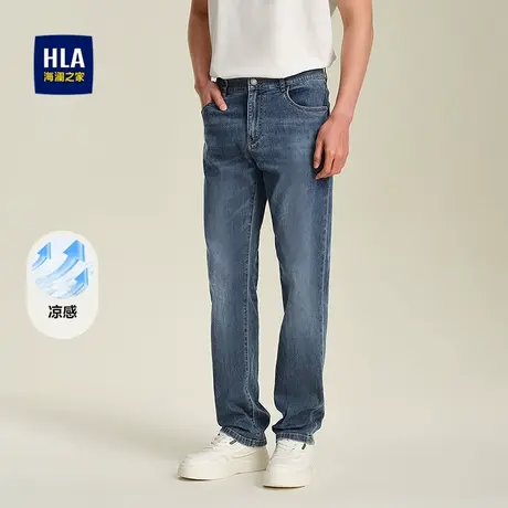 HLA/海澜之家五袋款凉感牛仔裤2025春夏新款时尚休闲裤子男商品大图