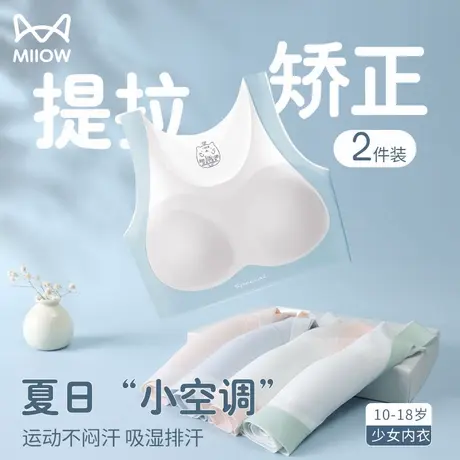 猫人女童凉感薄款内衣青少年初高中生发育期无痕二阶段背心文胸罩商品大图