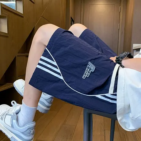 薄款冰丝短裤男夏季2025新款外穿速干宽松篮球运动裤子港风五分裤商品大图
