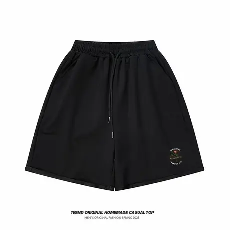 夏季简约黑色百搭运动短裤男士潮牌街头中裤夏季宽松休闲五分卫裤商品大图