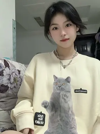 vintage复古美式卫衣女大码加绒慵懒风潮ins显瘦加厚秋冬新款上衣商品大图