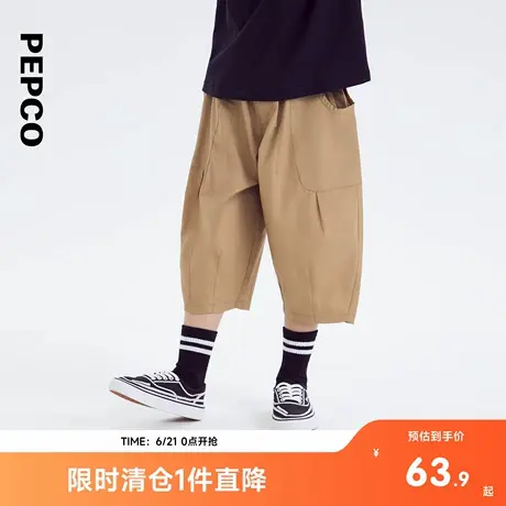 小猪班纳夏季女童七分裤纯色轻薄儿童裤子舒适宽松商品大图