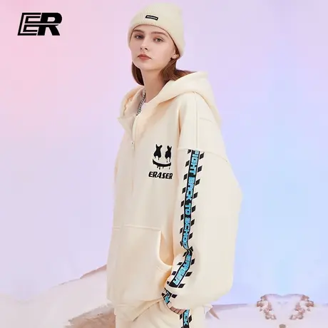 【敖子逸同款】ER华夫格卫衣男春秋季连帽情侣国潮牌宽松开衫外套商品大图