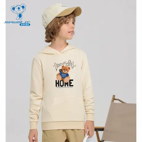 KD真维斯童装2025秋季新款男女童同款印花连帽长袖T恤卫衣图片