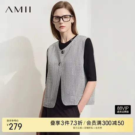 AMII【复古小香风马夹】25秋夏时尚优雅知性干练小香风马甲女商品大图