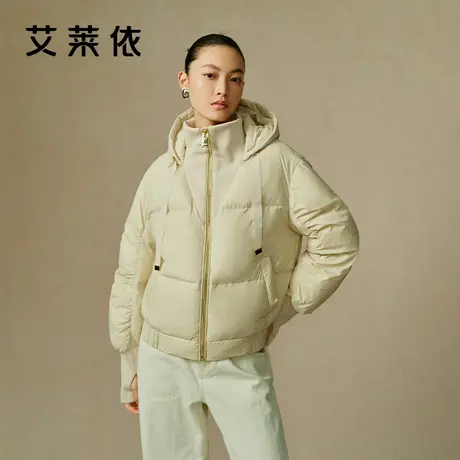 艾莱依国风羽绒服女奥莱冬季新款连帽复古短款鸭绒翻领保暖外套冬图片