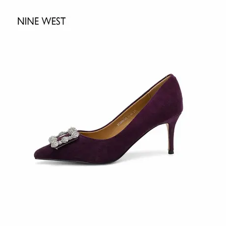 Nine West/玖熙2025新款法式尖头羊皮方扣高跟鞋女不累脚细跟单鞋商品大图