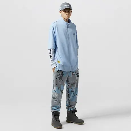 Aape男装秋款猿颜字母印花迷彩休闲束脚宽松长裤休闲裤6734XAG图片