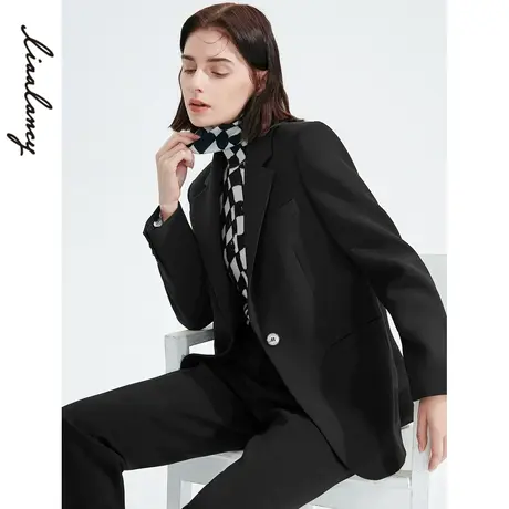 【七七酱专享】朗姿法式职业复古高端黑色外套秋冬新款西装西服女图片