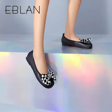 伊伴春季新款时尚单鞋日系平底休闲鞋通勤学院鞋约会鞋浅口蝴蝶结图片