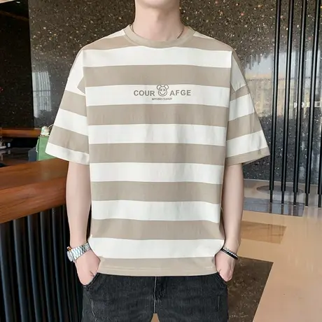 短袖t恤男夏季潮牌2023新款半袖国潮宽松ins体恤薄款冰丝潮流衣服商品大图