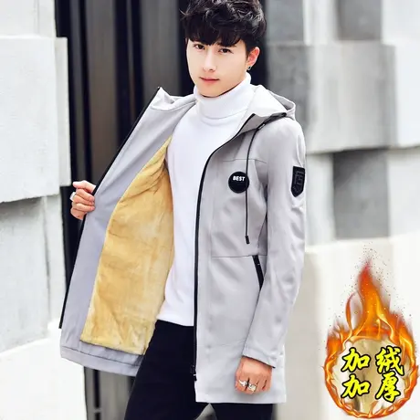 男士外套秋冬季2023新款加绒加厚风衣中长款休闲夹克男装秋装外衣商品大图