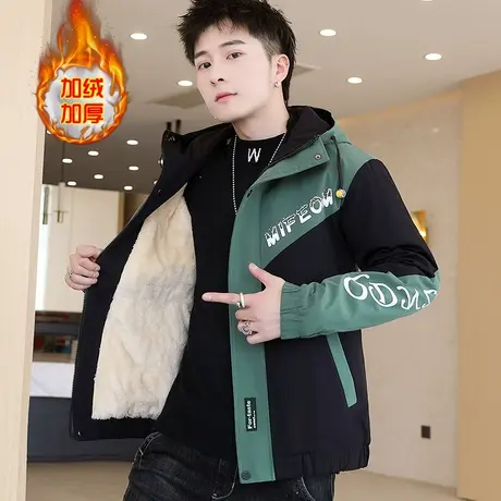 秋冬季外套男士2023年冬装韩版ins潮牌上衣加绒加厚帅气休闲夹克商品大图