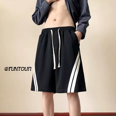 条纹短裤男夏季薄款外穿宽松篮球裤健身跑步五分潮流休闲运动裤子商品大图