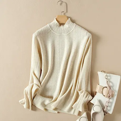 半高领毛衣女宽松套头打底衫春装2024年新款内搭爆款洋气针织衫女商品大图
