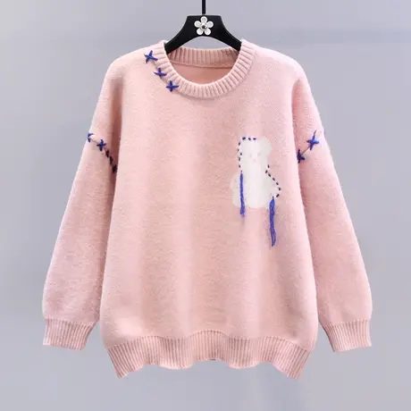 日系软糯卡通小熊毛衣女秋冬2023新款宽松慵懒风设计感针织衫上衣商品大图