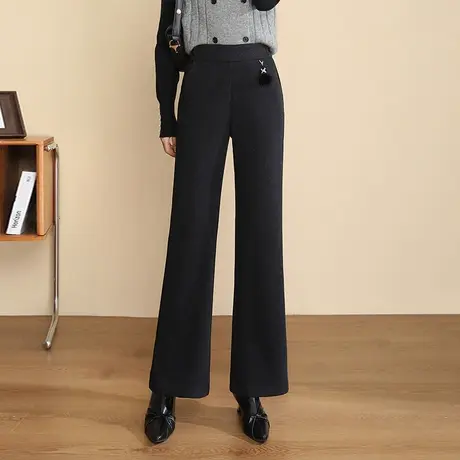 高腰微喇直筒裤子女秋冬2023新款气质通勤垂感长裤显瘦休闲职业裤商品大图