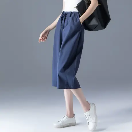 天丝阔腿裤女夏薄款夏季7分八分大码裤子直筒休闲裤七分裤女冰丝图片