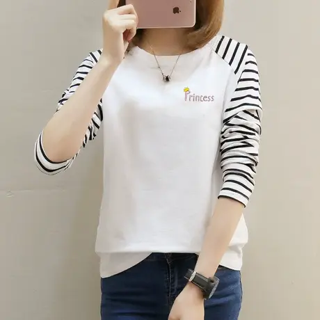 长袖秋衣t恤女圆领2022年秋装新款韩版宽松显瘦学生上衣外穿薄款图片