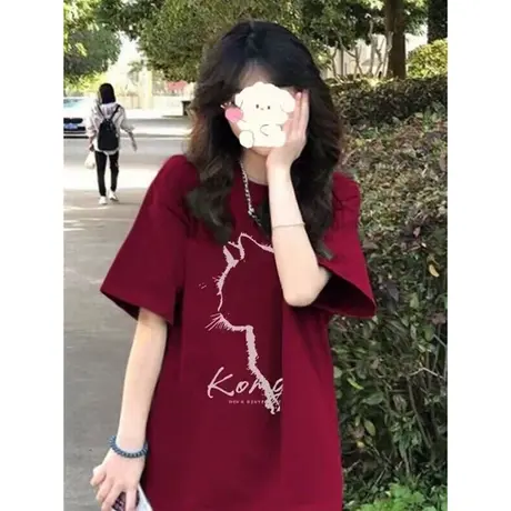 纯棉短袖T恤女2024年新款宽松夏装百搭韩版休闲时尚半截袖上衣服商品大图