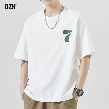 男士白色t恤男短袖纯棉潮牌半袖上衣夏季男装2023新款白t打底体恤商品大图