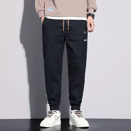 潮流痞帅卫裤春秋季男装长裤修身百搭束脚裤运动休闲美式工装裤子图片