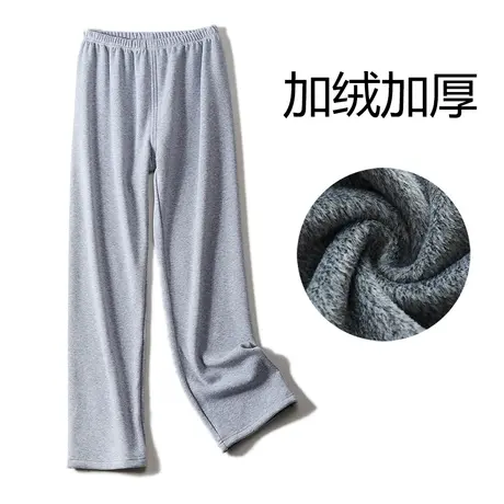 buupnn加绒加厚女冬外穿裤子宽松直筒保暖裤女冬天睡裤商品大图