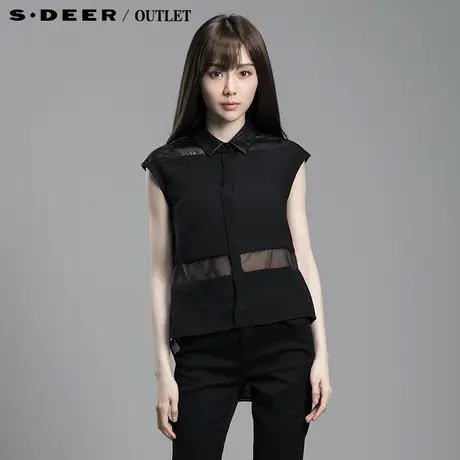 【上新】sdeer圣迪奥专柜正品女装几何拼接感无袖衬衫4380531图片