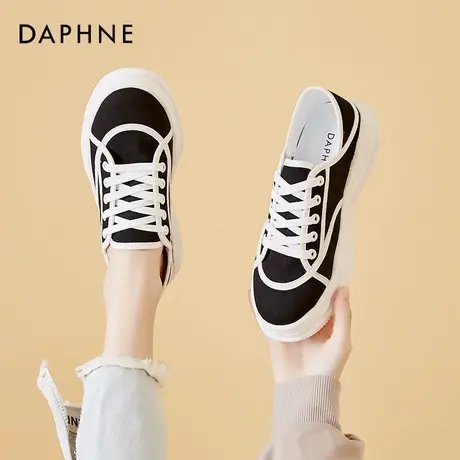 达芙妮溶解鞋低跟帆布鞋女厚底增高休闲板鞋女2022年新款百搭女鞋图片
