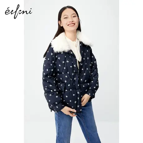 【商场同款】伊芙丽羽绒服女2021冬季新款保暖鸭绒外套1BA380102图片