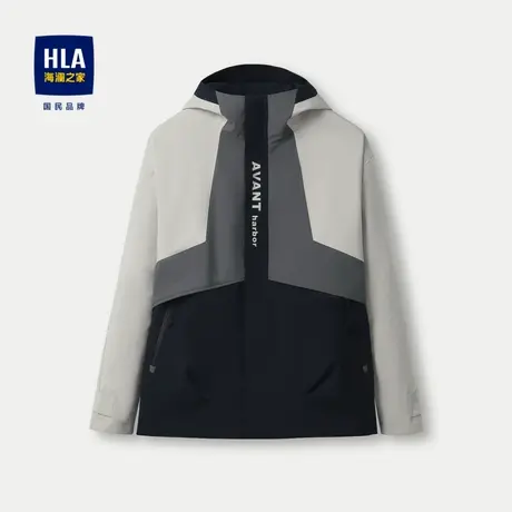 HLA/海澜之家连帽夹克2024春夏新款简约撞色镶拼印花点缀外套男士图片