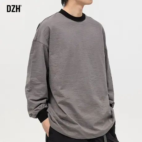 男生长袖T恤男纯棉宽松长袖卫衣男款2024年春季新款打底圆领上衣商品大图