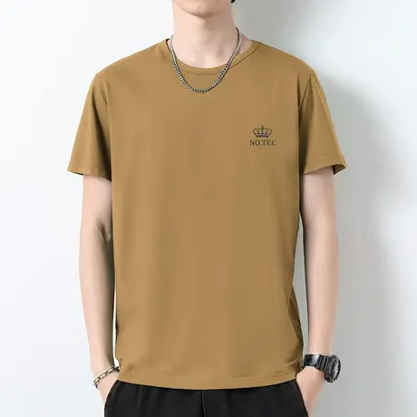 莫代尔男士短袖t恤冰丝速干凉感体恤圆领上衣服夏季潮牌印花半袖商品大图