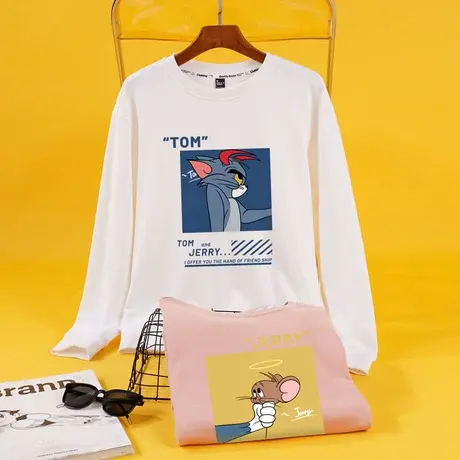 猫和老鼠情侣装春装卫衣情侣款春秋季潮流ins法式浪漫打底上衣服图片