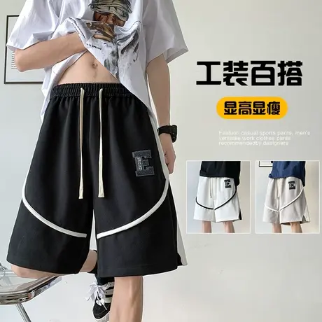 短裤男夏季薄款潮流美式高街休闲宽松大码篮球健身工装运动五分裤商品大图