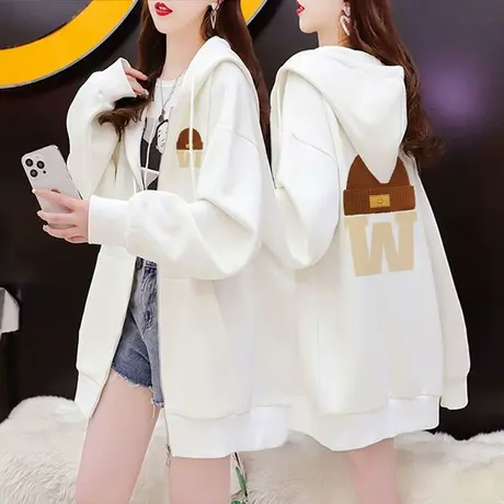开衫卫衣女2023新款爆款韩版宽松慵懒多巴胺秋冬穿搭拉链连帽外套图片