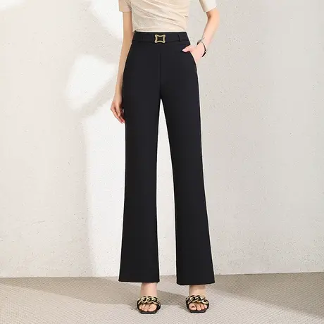 冰凉丝直筒西装裤女夏季2023新款垂感高腰窄版阔腿裤显瘦气质长裤商品大图