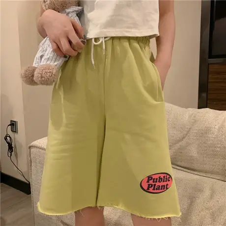 运动短裤女夏季薄款宽松潮ins高腰直筒港味显瘦百搭五分阔腿裤子商品大图