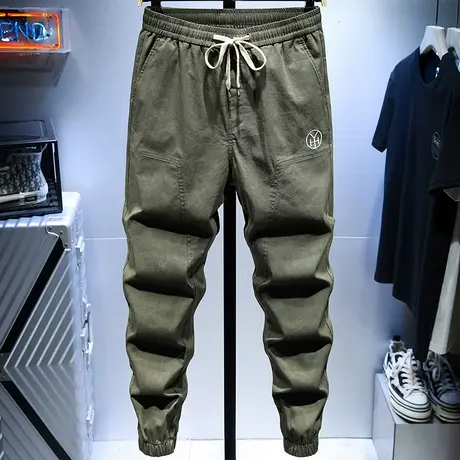 2021新款男士工装裤子宽松大码潮牌束脚九分牛仔休闲裤男韩版潮流商品大图