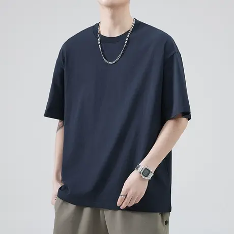 纯色全棉t恤男士圆领简约短袖纯棉体恤男装2023新款夏款上衣夏季商品大图